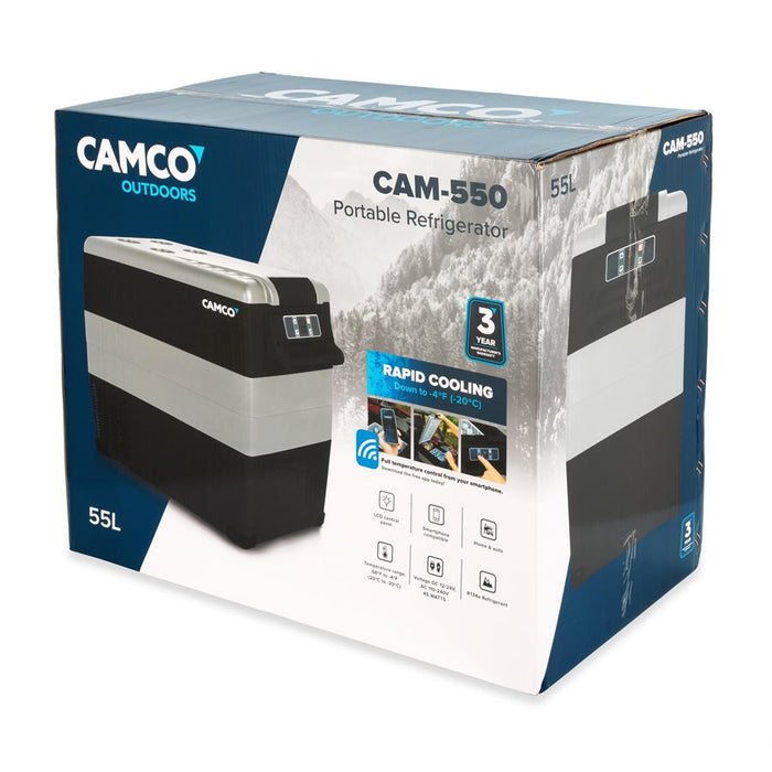 CAM-550 Portable Refrigerator, AC 110V / DC 12V Compact Fridge / Freezer, 55-Liter