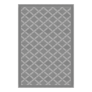 A gray outdoor patio mat with a geometric pattern.