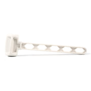 A white tent peg mallet with a double-headed design and built-in puller.