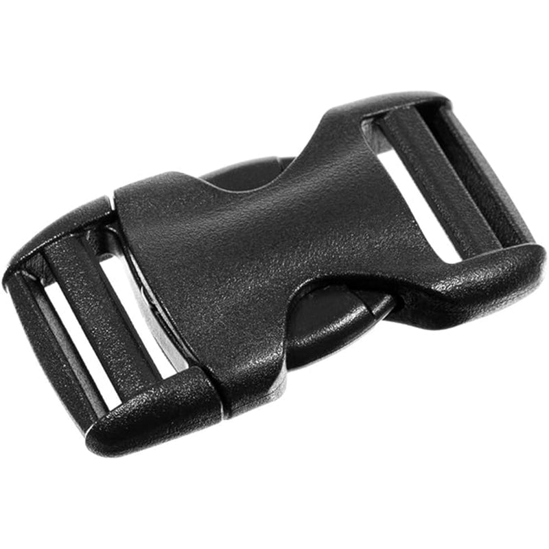 A black plastic buckle kit for a camper caddie, showing both the male and female sides of the clip.