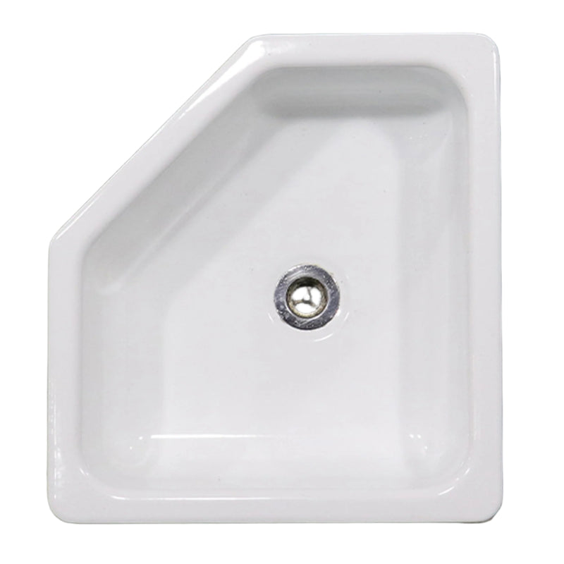White porcelain galley sink with a visible drain, part of the Grand Tour series.