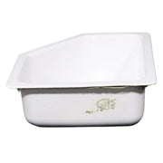 White porcelain galley sink with a visible drain, part of the Grand Tour series shown from the side