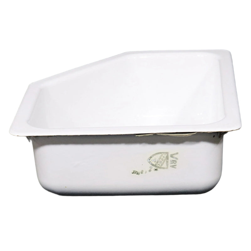 White porcelain galley sink with a visible drain, part of the Grand Tour series shown from the side