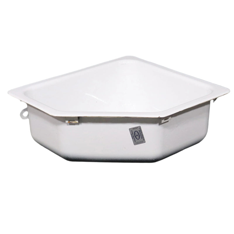 White porcelain galley sink with a visible drain, part of the Grand Tour series shown from the side