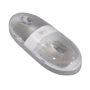 White oval light fixture on a white background
