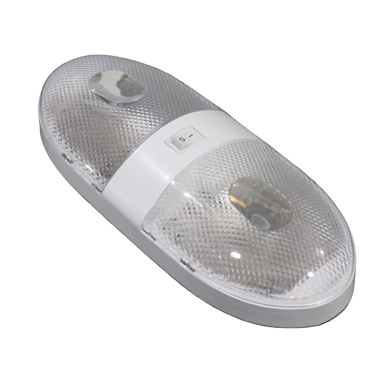 White oval light fixture on a white background