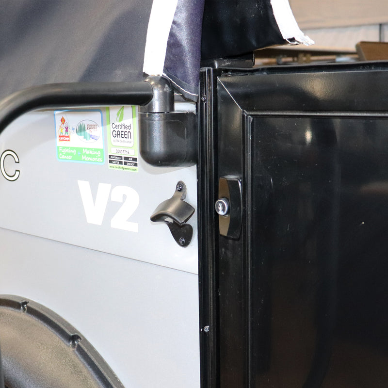 an installed latch viewed from the opposite angle
