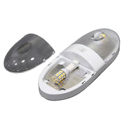 A double lamp ceiling light with a switch with LED bubls