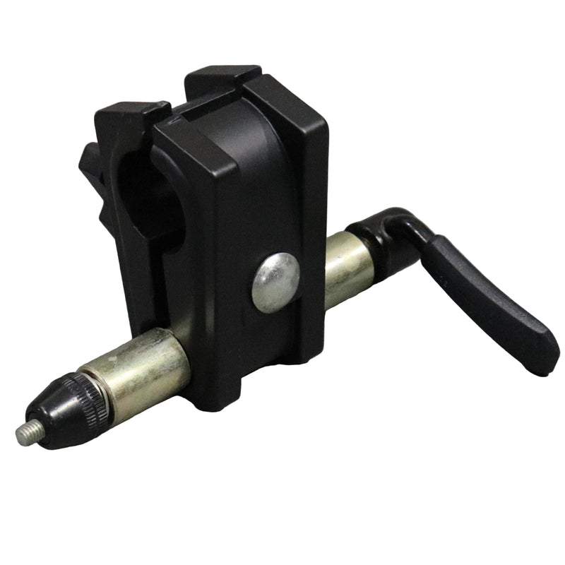 A black Yakima crossbar attachment  showing the latch bar
