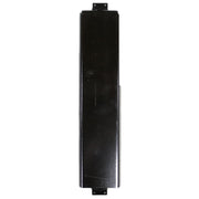 A black galley filler strip used for closing off cabinets in a camper. 