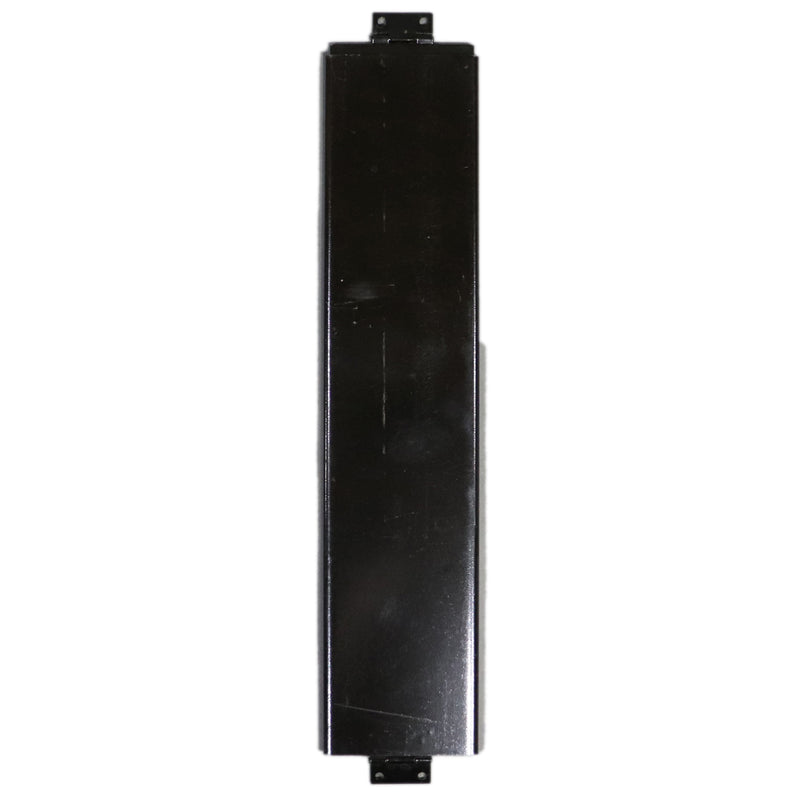 A black galley filler strip used for closing off cabinets in a camper. 