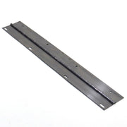 A metal hinge designed for a storage box door, displayed on a white background.