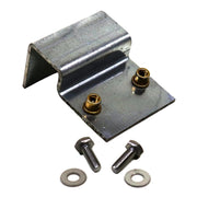 A metal roof brace bracket with mounting screws and washers.