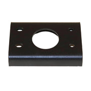 A black bearing plate with a central circular hole and multiple mounting holes, used for reinforcing or spacing thrust bearings.