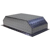 Metallic diamond plate wheel well for pop up campers