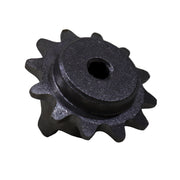 A black metal sprocket for a lift gear system, typically found in a galley sink lift assembly.