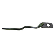 A black metal long latch lever arm for an access door lock.
