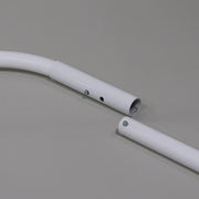 A white Click Lock bed bow, U-shaped pole used for bunk end canvas support, showing the click lock adapter apart