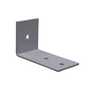 A white, right angled mounting bracket for A/C installation kits, viewed from a side angle against a plain background.