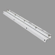A white-colored metal bracket with multiple holes, intended for mounting countertops