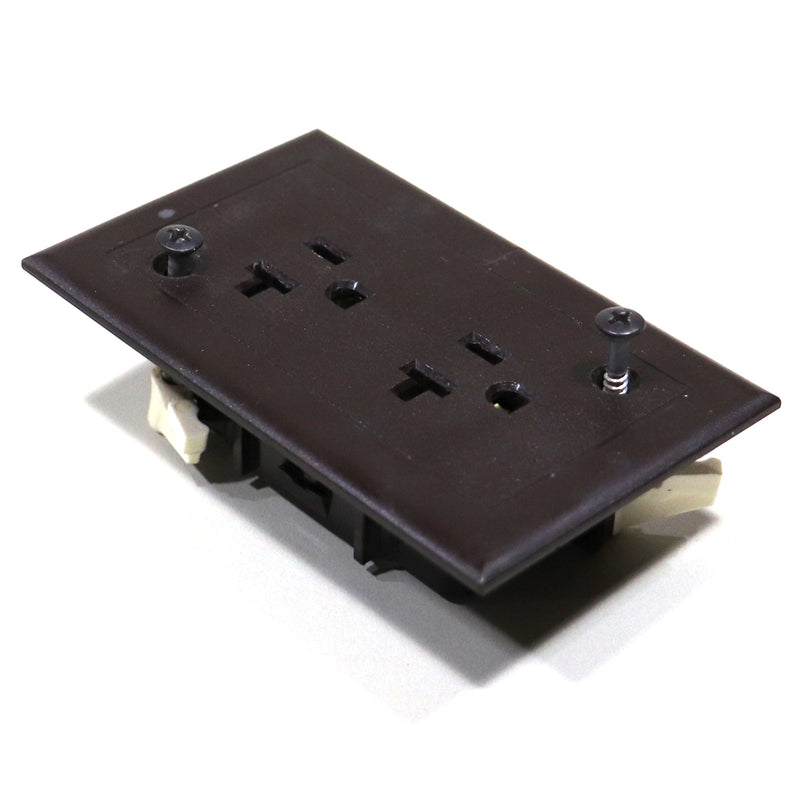 top side view of a 20 amp outlet