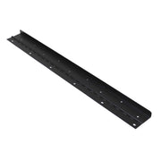 A black metal swing style door hinge.