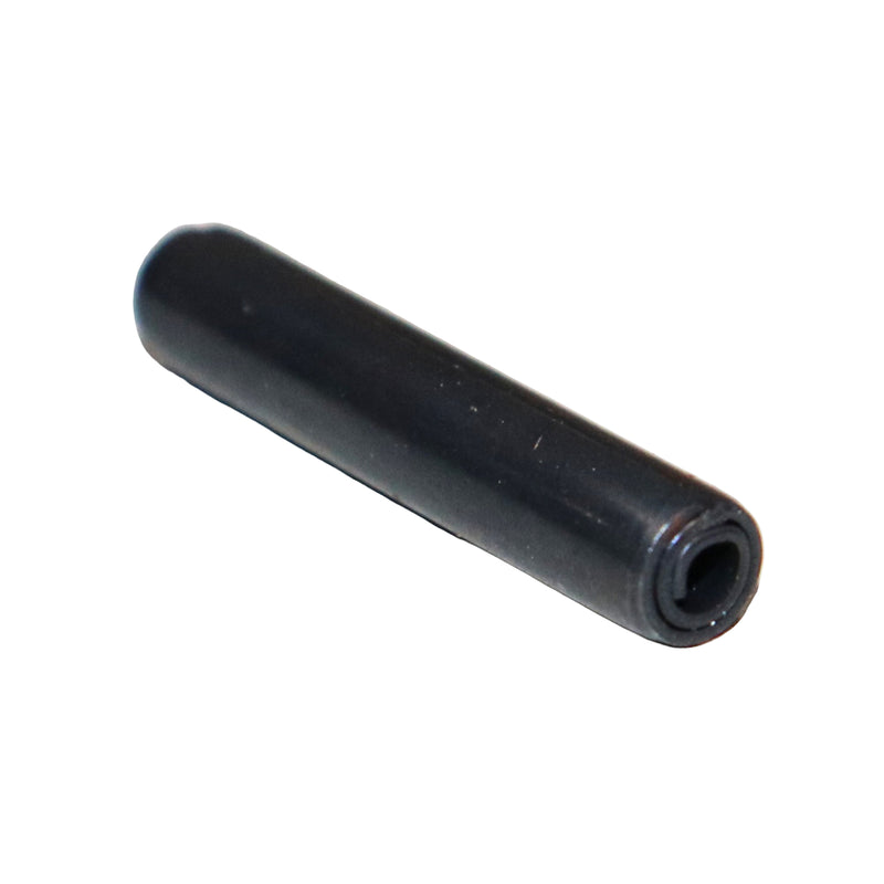 A black metal shear pin used in mechanical applications.