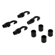 four pack of black plastic shock cord hooks and barrels