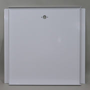 A white metal stepper door skin panel shown from the back