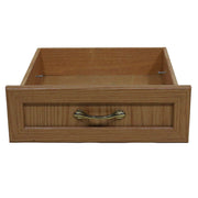 Beige wooden cabinet drawer with a metal handle  for pop up campers