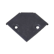 A silver metal corner bracket with two holes for mounting.