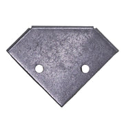 A silver metal corner bracket with two holes for mounting.
