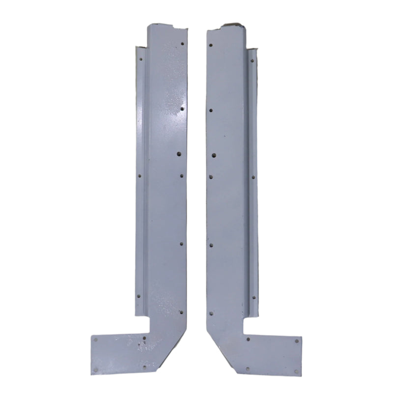 Two metal door bulkheads on a white background
