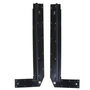 A pair of black metal stepper door bulkheads.