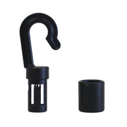 Black plastic shock cord hook and barrel 