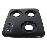 Black stovetop burner assembly on a white background