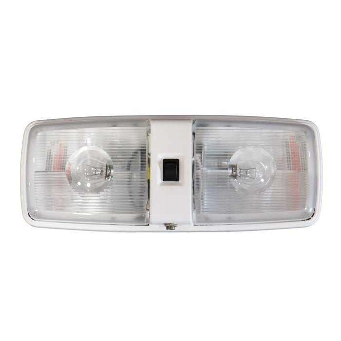camper interior light with two clear lenses on a white background