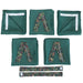 set of green pop up camper curtains with forest pattern curtain ties