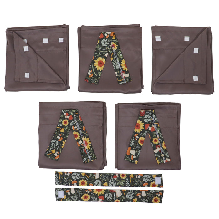 mocha color pop up camper curtain set with super cute flower pattern ties