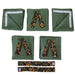 olive green camper curtain kit with floral patterns on a white background