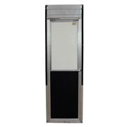 Screen door with panels on a white background