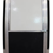 Screen door showing the latch