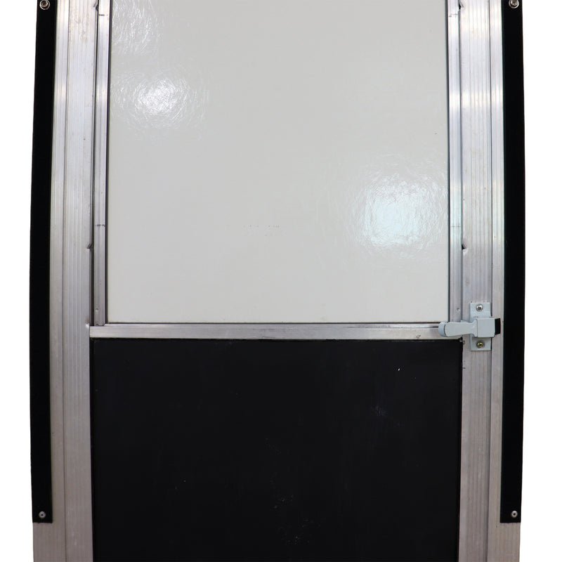 Screen door showing the latch