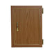 Wooden cabinet door with a handle on a white background