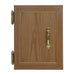 Wooden cabinet door with a handle on a white background