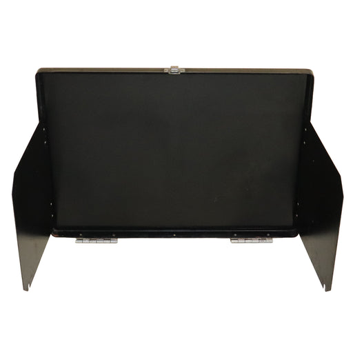 Black metal stove cover for two burner cooktops