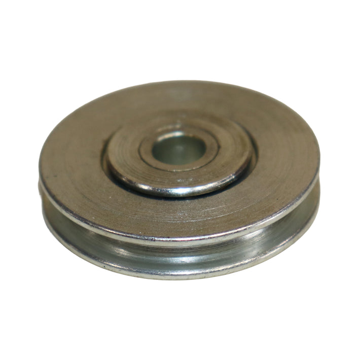 Metal pulley on a white background