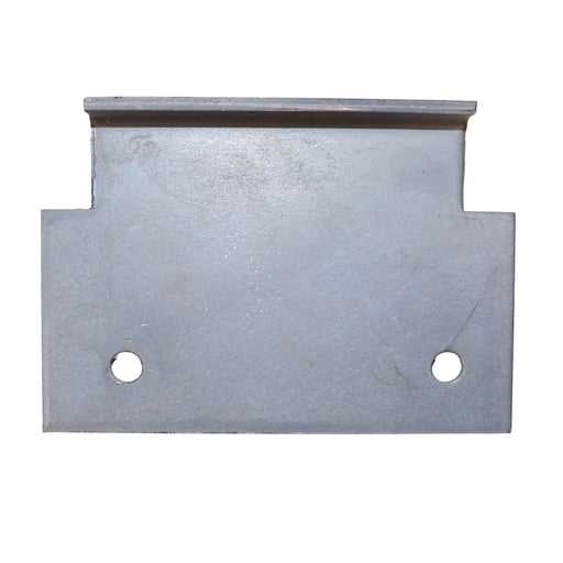 Metal bracket with two holes on a white background