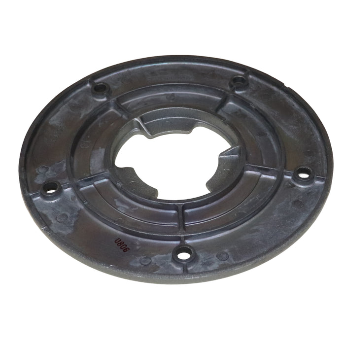metal table leg flange shown from the back