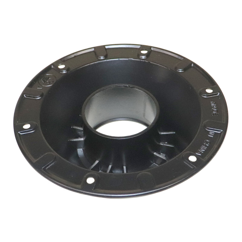 Black table leg mounting base shown from the bottom